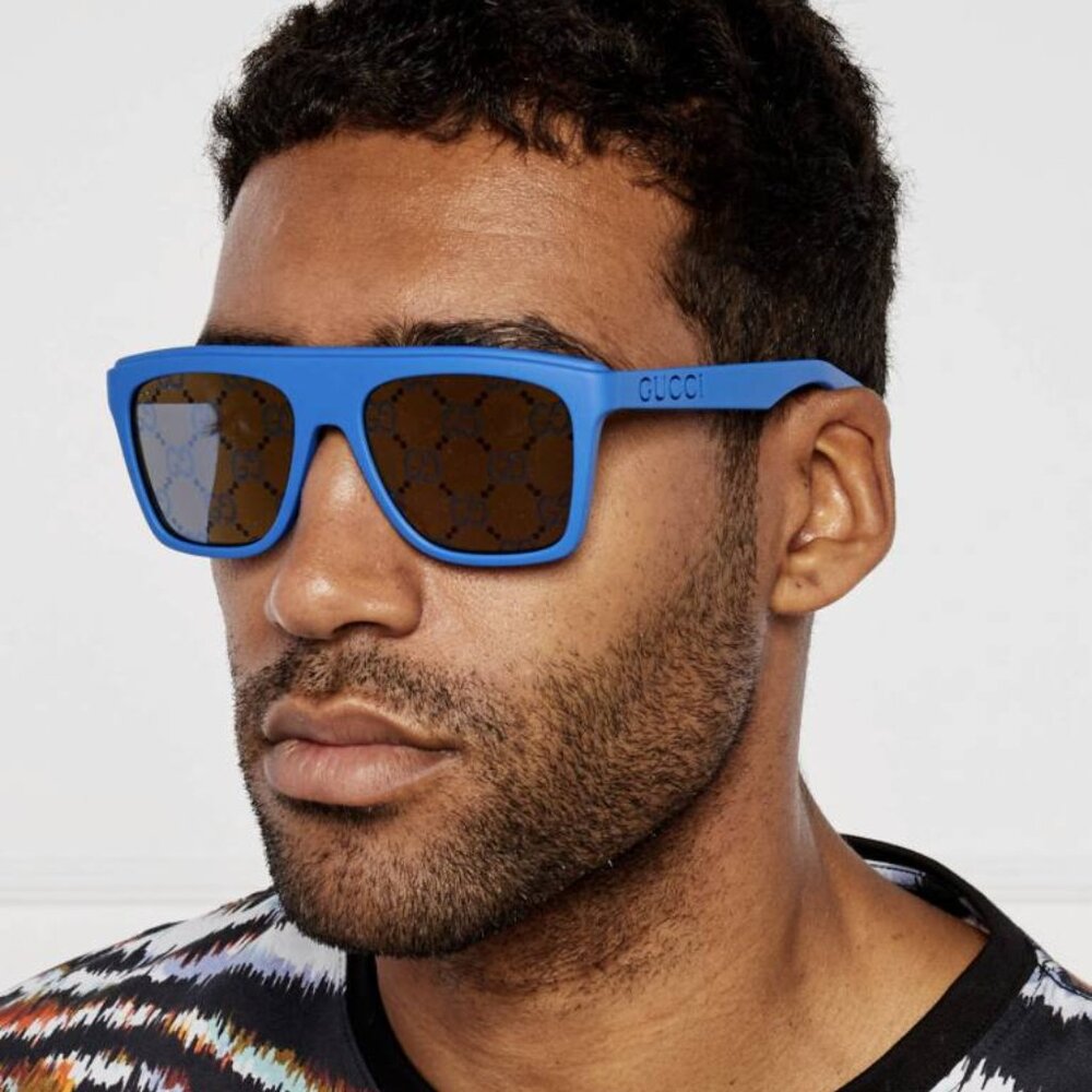 🕶️ New Gucci GG1570S 004 Sunglasses - Matte Blue Frame - Picture 2 of 11